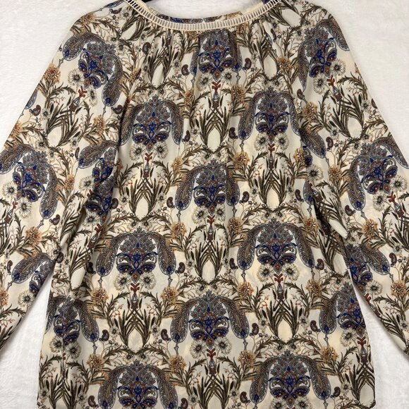 Meadow Rue Boho Blouse Cream Paisley Print Women's Medium Hippie Anthropologie‎ - Picture 5 of 8